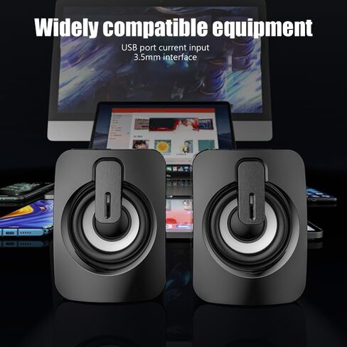 1 Pair A2 Mini ABS Computer Speaker Stereo Sound Wired Less Distortion Clear Bass USB Powered Gaming Speaker Laptop Desktop Use in Kuwait