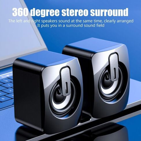 1 Pair A2 Mini ABS Computer Speaker Stereo Sound Wired Less Distortion Clear Bass USB Powered Gaming Speaker Laptop Desktop Use in Kuwait