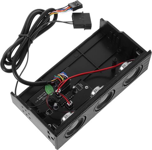 OUNONA PC اللوحة الأمامية ستيريو مكبر صوت محيطي للكمبيوتر لحالة سطح المكتب، أسود، مكبر صوت منخفض المقاومة متوافق مع تشغيل موسيقى الكمبيوتر والألعاب in Kuwait