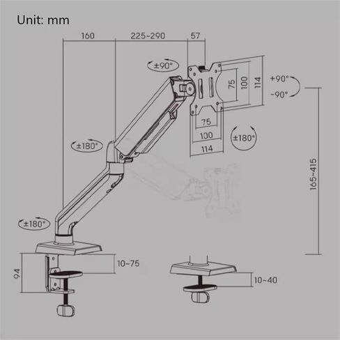 Monitor Mount 17-32 Inch Single Monitor Arm Mount, Aluminium Monitor Desk Stand, Articulated Arm with Mechanical Spring Holds up to 19.8 Pounds, C-Clamp and Grommet Monitor Table Mount in Kuwait