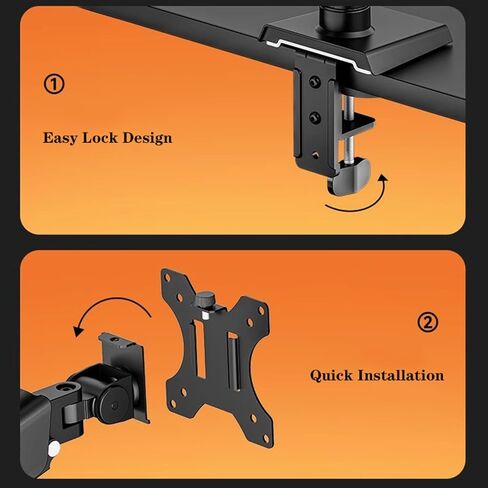 Monitor Mount 17-32 Inch Single Monitor Arm Mount, Aluminium Monitor Desk Stand, Articulated Arm with Mechanical Spring Holds up to 19.8 Pounds, C-Clamp and Grommet Monitor Table Mount in Kuwait