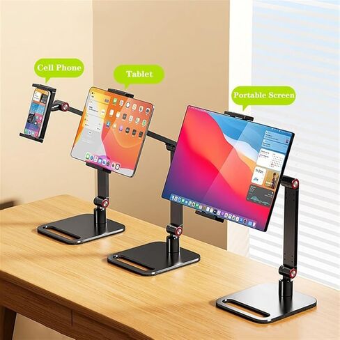 Monitor Arm Portable Monitor Holder for Phones/Tablets/Screens up to 17.3 inches, Foldable Carbon Steel Tablet Desk Stand, Holds up to 11.0 lbs Monitor Mount Arm in Kuwait