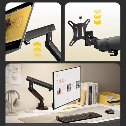 Monitor Arm Single Monitor Mount Arm for 17-40" Screens, Monitor Desk Mount Holds up to 26.4lbs, Full Motion Monitor Desk Mount, VESA Mount 75x75, 100x100 Monitor Mount Arm in Kuwait