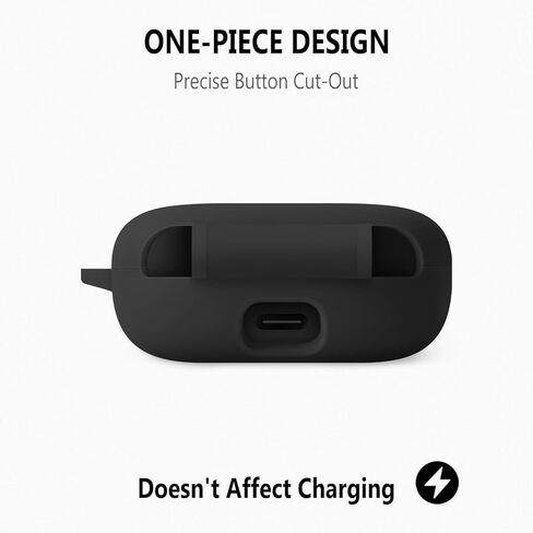 حافظة سيليكون Geiomoo لجهاز SHOKZ OpenFit 2+ T921، OpenFit 2 T920، غطاء حماية مرن ناعم مقاوم للخدش مع حلقة تسلق (أسود) in Kuwait