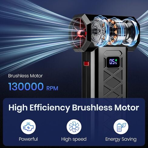 Electric Air Duster, 28000 RPM 6-Speed Cordless Blower for PC/Keyboard Cleaning, Rechargeable Mini Blower for Car, House & Outdoor Use in Kuwait