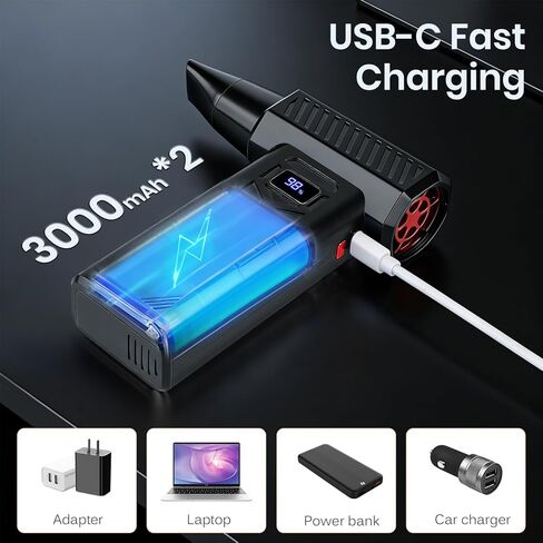 Electric Air Duster, 28000 RPM 6-Speed Cordless Blower for PC/Keyboard Cleaning, Rechargeable Mini Blower for Car, House & Outdoor Use in Kuwait