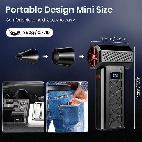 Electric Air Duster, 28000 RPM 6-Speed Cordless Blower for PC/Keyboard Cleaning, Rechargeable Mini Blower for Car, House & Outdoor Use in Kuwait