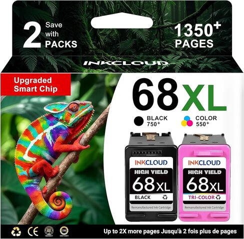 بديل 68XL لخرطوشة الحبر HP 68XL 68e 68 حزمة كومبو سوداء اللون تعمل مع طابعة HP Envy 6155e 6555e 6152e 6552e 6558e 6100e 6500e Series - عالية الإنتاجية in Kuwait