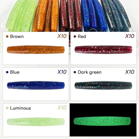 76Pcs Ned Rig Jig Heads Finesse Worms Kit, Finesse Ned Worms Mushroom Jig Hooks Soft Lures for Bass Freshwater Saltwater Fishing in Kuwait