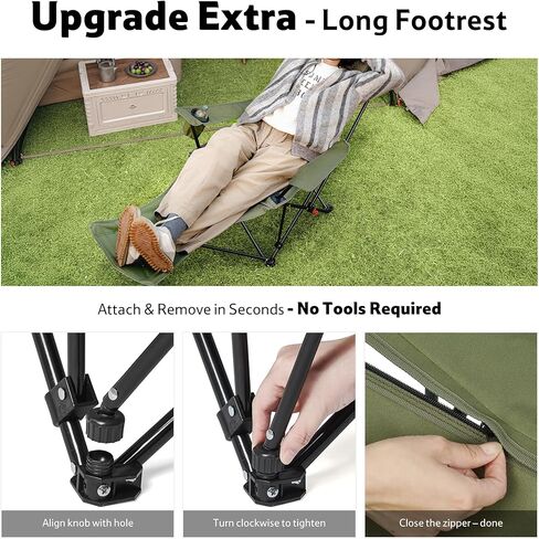 Naturehike 3-Position Adjustable Recliner with Footrest, Heavy Duty Folding Camping Chair, Portable Lounge Chair with Carry Bag, Cup Holder & Side Pocket for Beach, Patio, Lawn – Supports 330 lbs in Kuwait