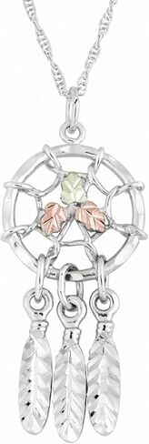 Dream Catcher Pendant Necklace, Sterling Silver, 12k Green and Rose Gold Black Hills Gold in Saudi Arabia