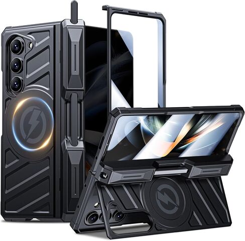 Kaiiecal for Galaxy Z Fold 5 Case with Screen Protector [Fit for Magsafe] [Built-in S Pen Holder & Kickstand] [Hinge Protection] Shockproof Phone Cover for Samsung Galaxy Z Fold5, Privacy Black in Saudi Arabia