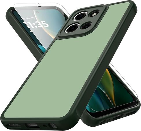 Zinto for Motorola Moto G 2025 Case, Matte Dual-Tone Non-Slip Anti-Fingerprint Slim Design with Screen Protector Hybrid Soft TPU Bumper Hard PC Back Protective Phone case for Moto G 2025/2026, Green in Kuwait