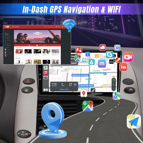Leadfan Android Radio Stereo for Toyota Sienna 2004-2010 Wireless Carplay Android Auto، شاشة لمس 9 بوصة لوحدة رأس سيينا BT/التحكم الصوتي/GPS/WiFi/الكاميرا/SWC/FM in Kuwait