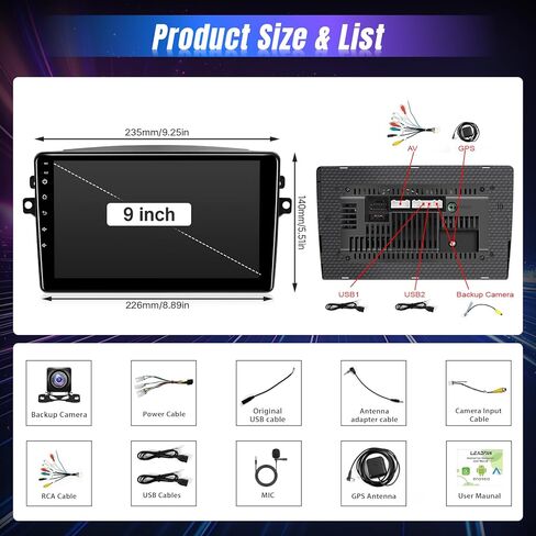 Leadfan Android Radio Stereo for Toyota Sienna 2004-2010 Wireless Carplay Android Auto، شاشة لمس 9 بوصة لوحدة رأس سيينا BT/التحكم الصوتي/GPS/WiFi/الكاميرا/SWC/FM in Kuwait