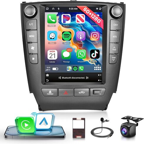 8Core 6G+128G Android Car Stereo Radio for IS250 2006-2012, Rimoody Wireless CarPlay Android Auto 9.7 inch Vertical Touchscreen GPS WiFi Mirror Link Bluetooth FM/RDS EQ USB + Backup Camera in Kuwait