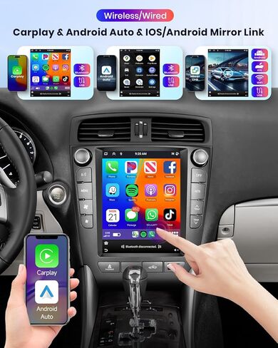 8Core 6G+128G Android Car Stereo Radio for IS250 2006-2012, Rimoody Wireless CarPlay Android Auto 9.7 inch Vertical Touchscreen GPS WiFi Mirror Link Bluetooth FM/RDS EQ USB + Backup Camera in Kuwait