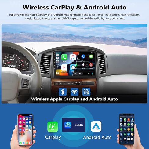 Car Radio Stereo for Jeep Grand Cherokee 2005 2006 2007 Wireless CarPlay Android Head Unit with Android Auto GPS Navigation, 10 Inch Touch Screen Bluetooth RDS FM WiFi Backup Camera 2G+64G in Kuwait