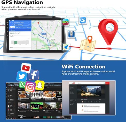Car Radio Stereo for Jeep Grand Cherokee 2005 2006 2007 Wireless CarPlay Android Head Unit with Android Auto GPS Navigation, 10 Inch Touch Screen Bluetooth RDS FM WiFi Backup Camera 2G+64G in Kuwait