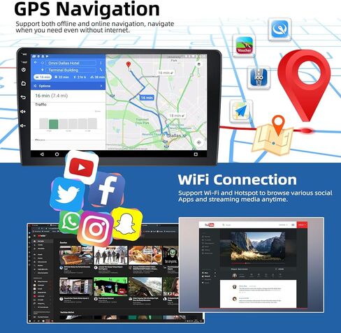 2G+64G Android 13 Car Radio Stereo for Ford EcoSport 2018 2019 2020 with Wireless CarPlay Android Auto, 10.1" Touch Screen Car Stereo with GPS Navigation WiFi Bluetooth FM RDS Radio Head Unit in Kuwait