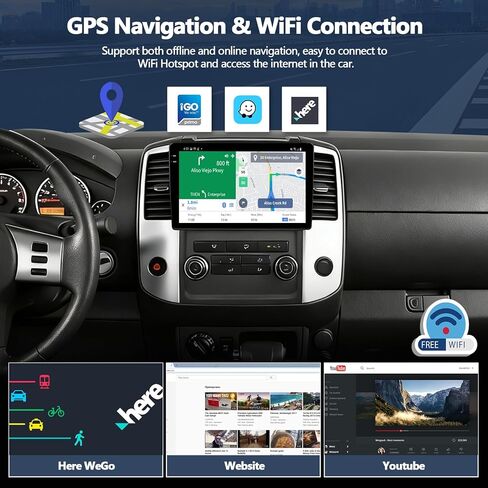 4G+64G Car Radio Stereo for Nissan Frontier 2009-2012 / Xterra 2009-2014, 9 Inch in-Cell 1280 * 720 Touch Screen Wireless CarPlay Android Auto GPS Bluetooth Android 15 Head Unit with Backup Camera in Kuwait