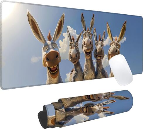 Alpaca & Chicken Gaming Mouse Pad, Office Desk Mat, Anti-Slip Rubber Base Cool Aesthetic Mouse Pads for Computer Laptop Keyboard School Home Desktop Gamer Home Accessories Decor 31.5" x 11.8" in Saudi Arabia