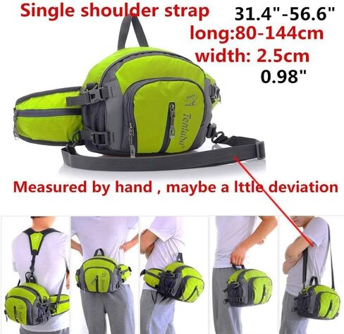Multifunctional Water Resistant Waist Pack Backpack Daypack with Water Bottle Pockets for Running/Hiking/Cycling/Traveling (Black) in Saudi Arabia
