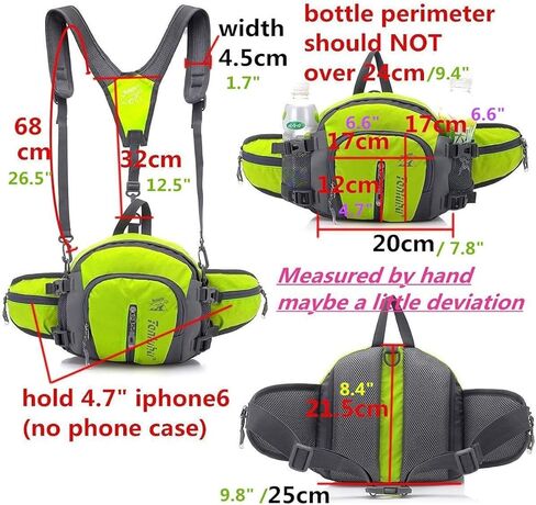Multifunctional Water Resistant Waist Pack Backpack Daypack with Water Bottle Pockets for Running/Hiking/Cycling/Traveling (Black) in Saudi Arabia