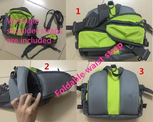 Multifunctional Water Resistant Waist Pack Backpack Daypack with Water Bottle Pockets for Running/Hiking/Cycling/Traveling (Black) in Saudi Arabia
