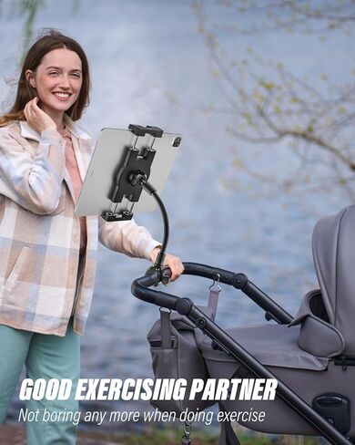 حامل دراجة Gooseneck Spin لـ Z Fold - [صديق للهاتف قابل للطي] حامل جهاز لوحي لركوب الدراجات في الأماكن المغلقة، دراجة ثابتة، بيضاوية، مشبك مقود لـ Samasung Galaxy Fold 7 6 5 4 3 2، علامات التبويب in Kuwait