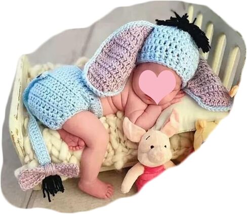 Zeroest Newborn Photography Outfits Props, Baby Crochet Knitted Photoshoot Props Animal Costume for Infant Boys Girls Picture in Kuwait