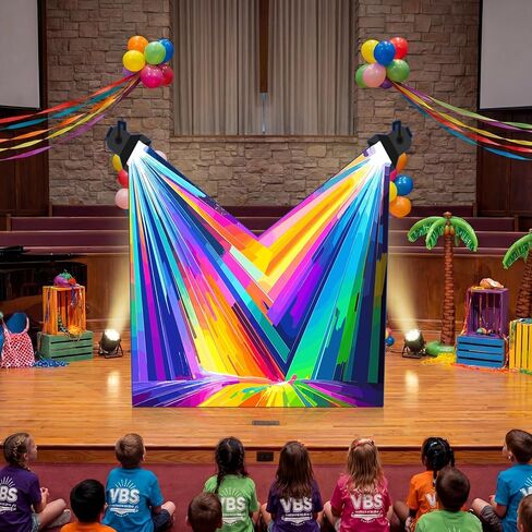 Cinnvoice Large Vbs 2026 Decoration for Kids, 6.1 x 6.6 ft Corrugated Plastic Illumination Theme Backdrop with Easy Assembly Instructions for Colorful Church Vbs Stage Bible Community in Kuwait
