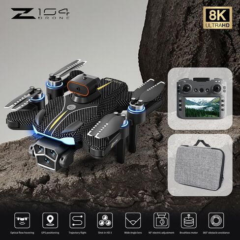 GPS Foldable Quadcopter Drone with 8K Camera, 4.5-inch Screen Control, Brushless Motors, Obstacle Avoidance, Optical Flow Hover, FPV Auto Return & Follow Mode, 25-Minute Flight Time. Perfect for outdoor explorers and an ideal gift for birthdays and festiv in Kuwait