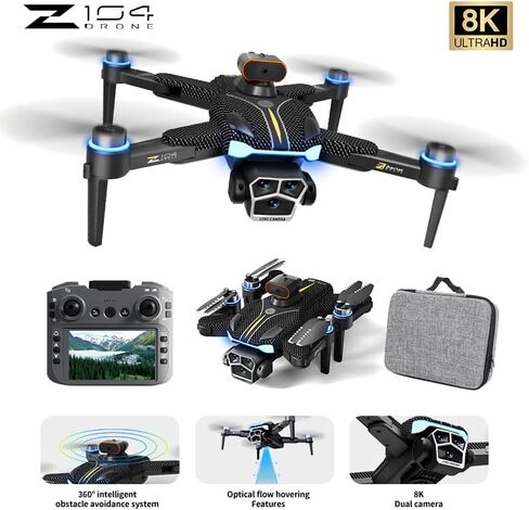 GPS Foldable Quadcopter Drone with 8K Camera, 4.5-inch Screen Control, Brushless Motors, Obstacle Avoidance, Optical Flow Hover, FPV Auto Return & Follow Mode, 25-Minute Flight Time. Perfect for outdoor explorers and an ideal gift for birthdays and festiv in Kuwait