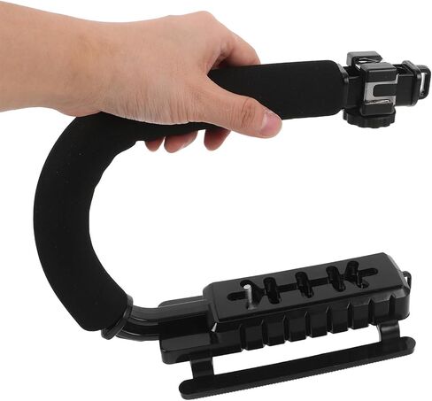 Alipis Handheld Camera Stabilizer Grip with Triple Cold Shoe Mount and Phone Clamp for Filmmaking, Video Stabilizer with Long Screw Compatible with Smartphones and Dv Camcorders in Kuwait