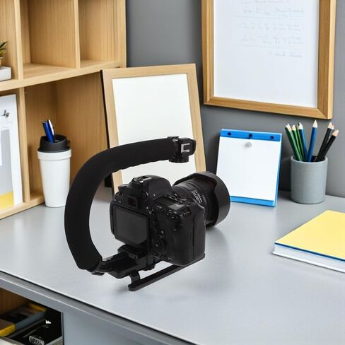 Alipis Handheld Camera Stabilizer Grip with Triple Cold Shoe Mount and Phone Clamp for Filmmaking, Video Stabilizer with Long Screw Compatible with Smartphones and Dv Camcorders in Kuwait