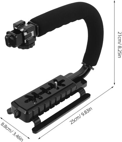 Alipis Handheld Camera Stabilizer Grip with Triple Cold Shoe Mount and Phone Clamp for Filmmaking, Video Stabilizer with Long Screw Compatible with Smartphones and Dv Camcorders in Kuwait