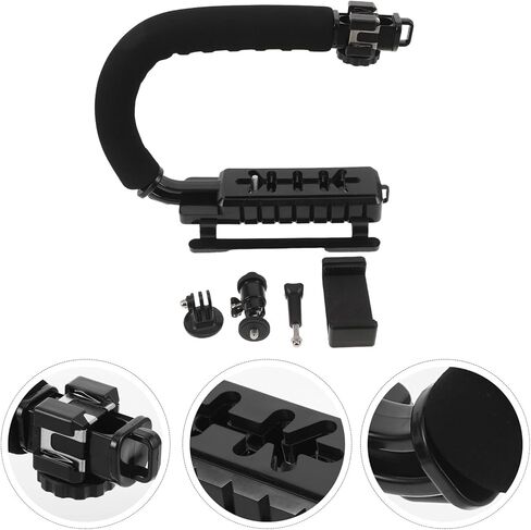 Alipis Handheld Camera Stabilizer Grip with Triple Cold Shoe Mount and Phone Clamp for Filmmaking, Video Stabilizer with Long Screw Compatible with Smartphones and Dv Camcorders in Kuwait