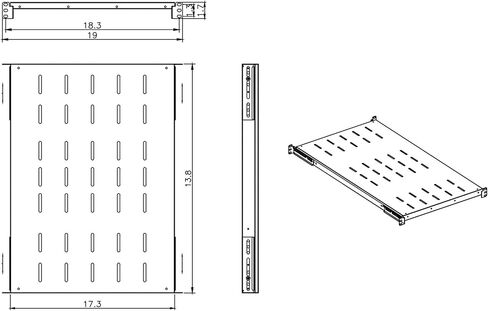 Fixed Rack Server Shelf 1U 19inch Shelves 4 Post Rack Mount Adjustable Deep for Server Network Rack (14inch-20.5inch Depth) in Kuwait