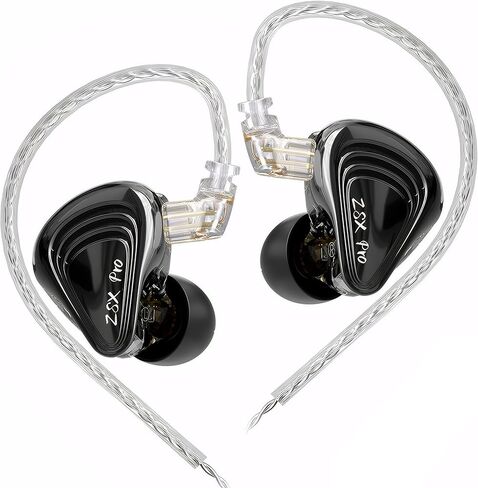 KZ ZSX Pro – 5BA+1DD 6 Driver Hybrid in-Ear HiFi Earphones, in Ear Earbuds, in-Ears Headphones for Audiophile Musicians (Without mic, Black) in Kuwait