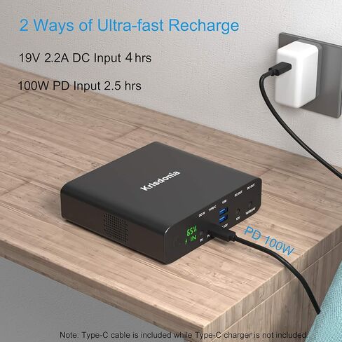 Portable Laptop Charger 32000mAh 100W PD Power Bank, External Battery Pack with 1 USB-C PD3.0 Port, 2 DC Ports, 2 USB QC3.0 Ports for Laptops, Tablets, Smartphones and Other Devices in Kuwait
