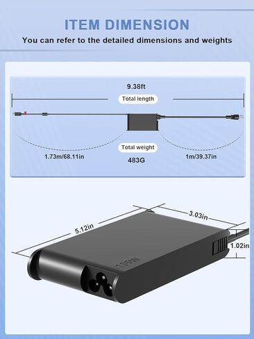 135W USB-C Charger Compatible with Lenovo ThinkPad Z16 P16s L16 L15 E16 E15 T16 T15 Yoga Slim/Pro 7 9, IdeaPad Pro 5 Laptop Replacement Adapter Suitable for Travel and Office use in Kuwait