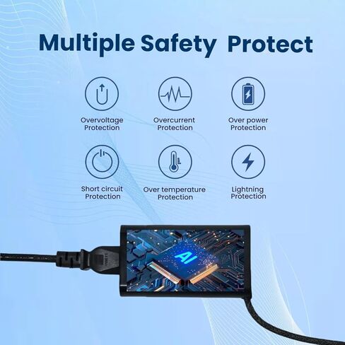65W USB-C Laptop Charger, Compact Lightweight AC Adapter with Smart Charging Protection, Universal Compatibility with MacBook Dell HP Lenovo Asus Acer, 100-240V Global Voltage in Kuwait