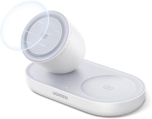 UGREEN 25W Magnetic Wireless Charger Stand, Qi2.2 Certified MagSafe Compatible 2 in 1 Charging Station for iPhone 17 16 15 and AirPods Pro, Pixel, Office Desk Accessories, Black in Kuwait