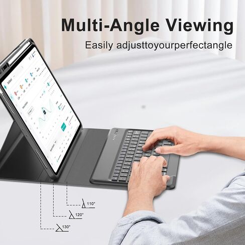 حافظة لوحة المفاتيح لجهاز Lenovo Idea Tab Pro 12.7 بوصة 2025، لوحة مفاتيح بلوتوث مغناطيسية قابلة للفصل، مسند قابل للتعديل، حافظة جلدية من البولي يوريثان مع حامل قلم، غطاء خلفي واقٍ ناعم، نوم/استيقاظ تلقائي، 1 in Kuwait