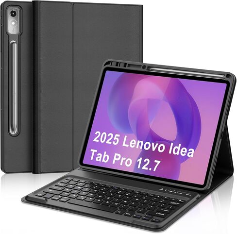 Keyboard Case for Lenovo Idea Tab Pro 12.7'' 2025, Magnetic Detachable Bluetooth Keyboard, Adjustable Kickstand, Folio PU Leather Case with Pen Holder, Soft Protective Back Shell, Auto Sleep/Wake，1 in Saudi Arabia