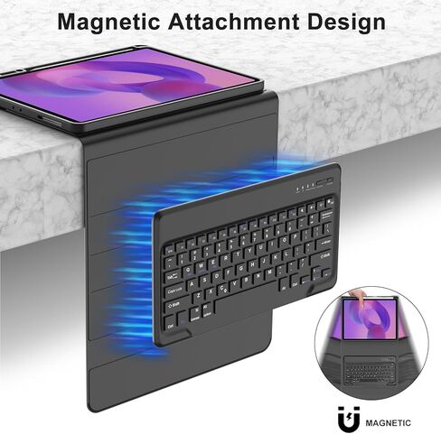 Keyboard Case for Lenovo Idea Tab Pro 12.7'' 2025, Magnetic Detachable Bluetooth Keyboard, Adjustable Kickstand, Folio PU Leather Case with Pen Holder, Soft Protective Back Shell, Auto Sleep/Wake，1 in Saudi Arabia