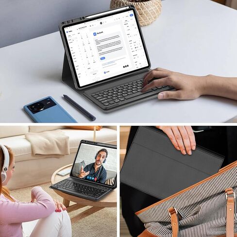 Keyboard Case for Lenovo Idea Tab Pro 12.7'' 2025, Magnetic Detachable Bluetooth Keyboard, Adjustable Kickstand, Folio PU Leather Case with Pen Holder, Soft Protective Back Shell, Auto Sleep/Wake，1 in Saudi Arabia