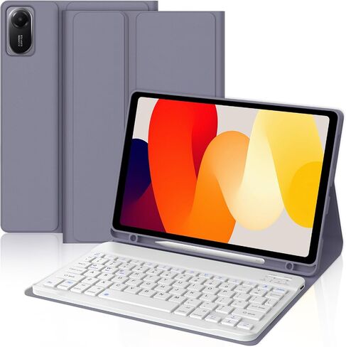 حافظة لوحة المفاتيح IVEOPPE لجهاز Redmi Pad 2 2025/Redmi Pad SE 11 بوصة 2023، لوحة مفاتيح بلوتوث لاسلكية قابلة للفصل مغناطيسيًا، غطاء فوليو بحامل من البولي يوريثان مع حامل قلم، رفيع وخفيف، أرجواني لافندر in Kuwait