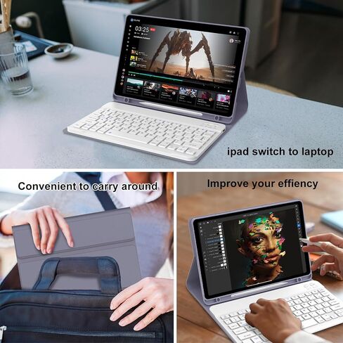 حافظة لوحة المفاتيح IVEOPPE لجهاز Redmi Pad 2 2025/Redmi Pad SE 11 بوصة 2023، لوحة مفاتيح بلوتوث لاسلكية قابلة للفصل مغناطيسيًا، غطاء فوليو بحامل من البولي يوريثان مع حامل قلم، رفيع وخفيف، أرجواني لافندر in Kuwait
